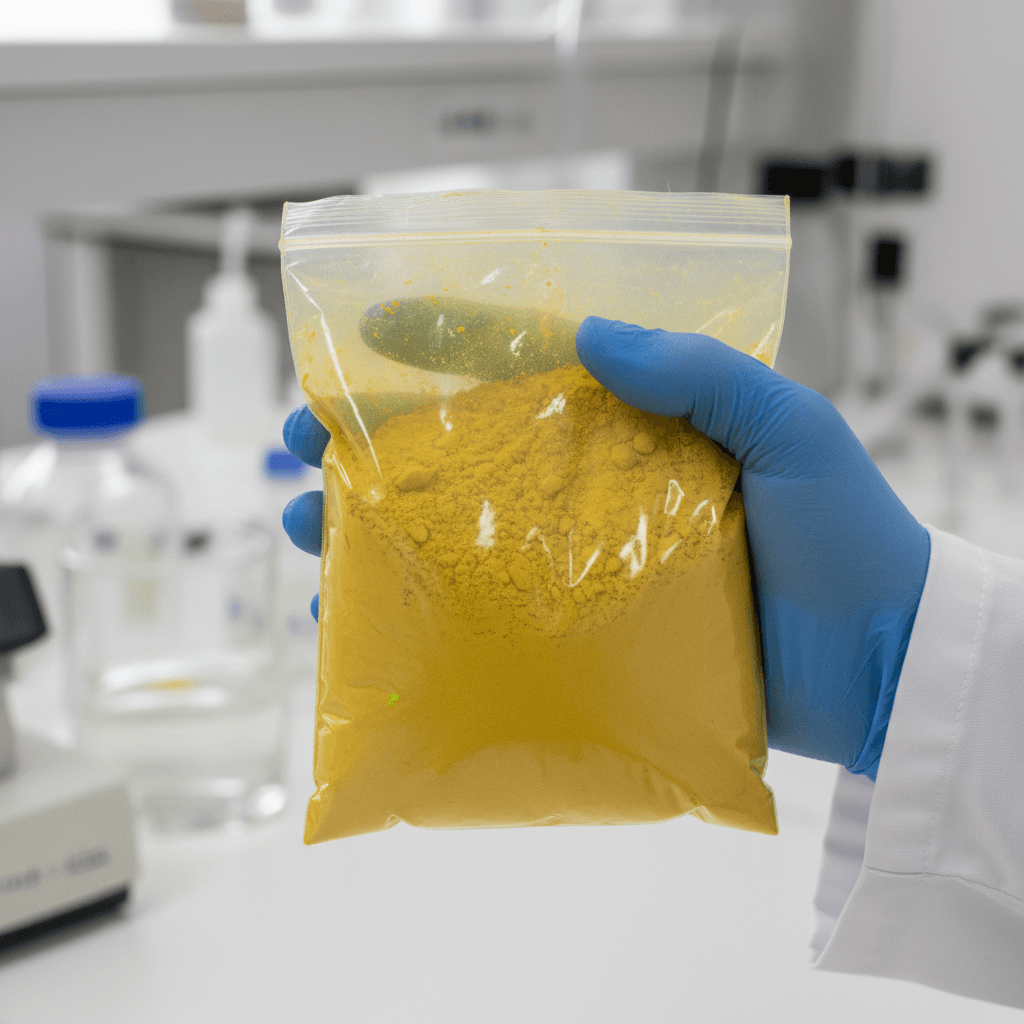 Yellow pigment powder sample bag