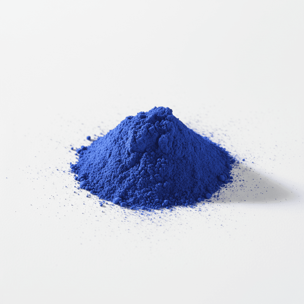 Bright blue pigment powder pile