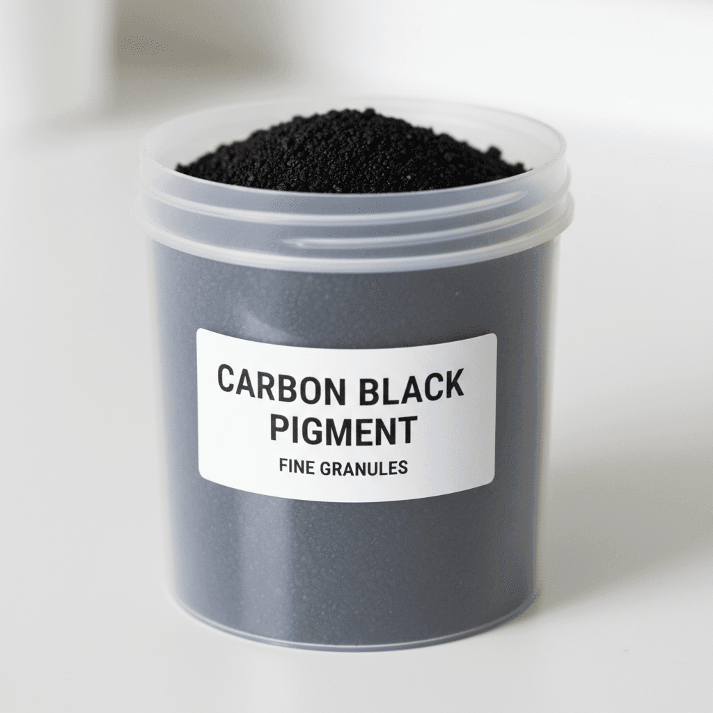Black pigment granules in container